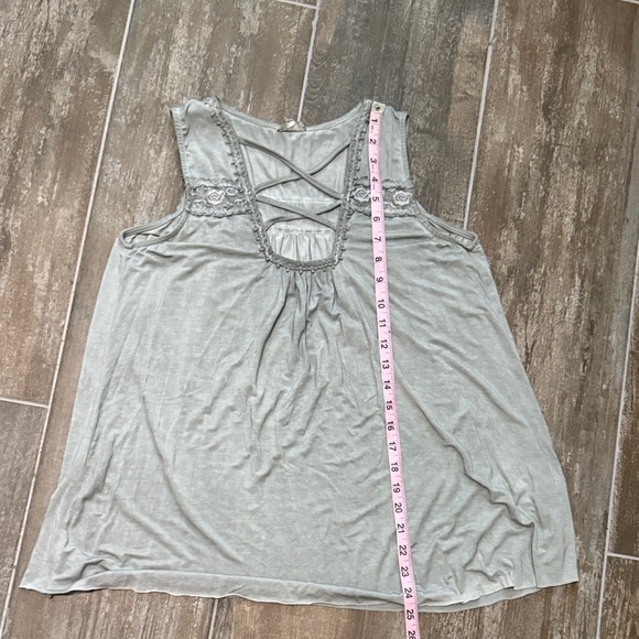 POL Charcoal Lace Accent Tank Top - Picture 9 of 9